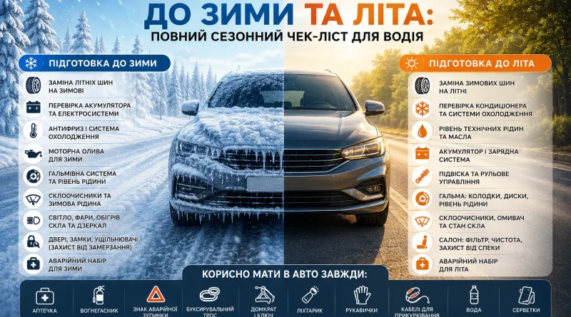 Як підготувати автомобіль до зими та літа: повний сезонний чек-лист для водія