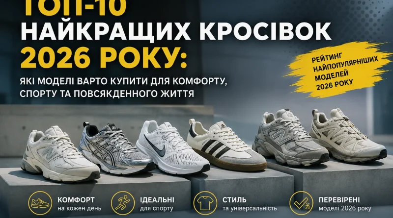 ТОП-10 найкращих кросівок 2026 року: які моделі варто купити для комфорту, спорту та повсякденного життя