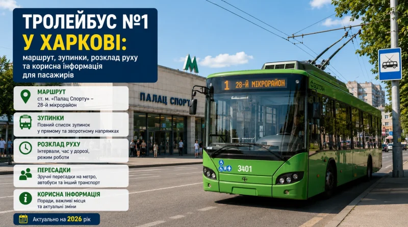 Тролейбус №1 у Харкові: маршрут, зупинки, розклад руху та корисна інформація для пасажирів